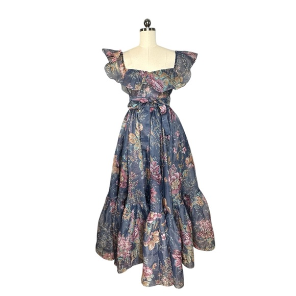 Selkie Printed Romance Novel Princess Puffy Off the Shoulder Floral Maxi Gown| S - Picture 7 of 13
